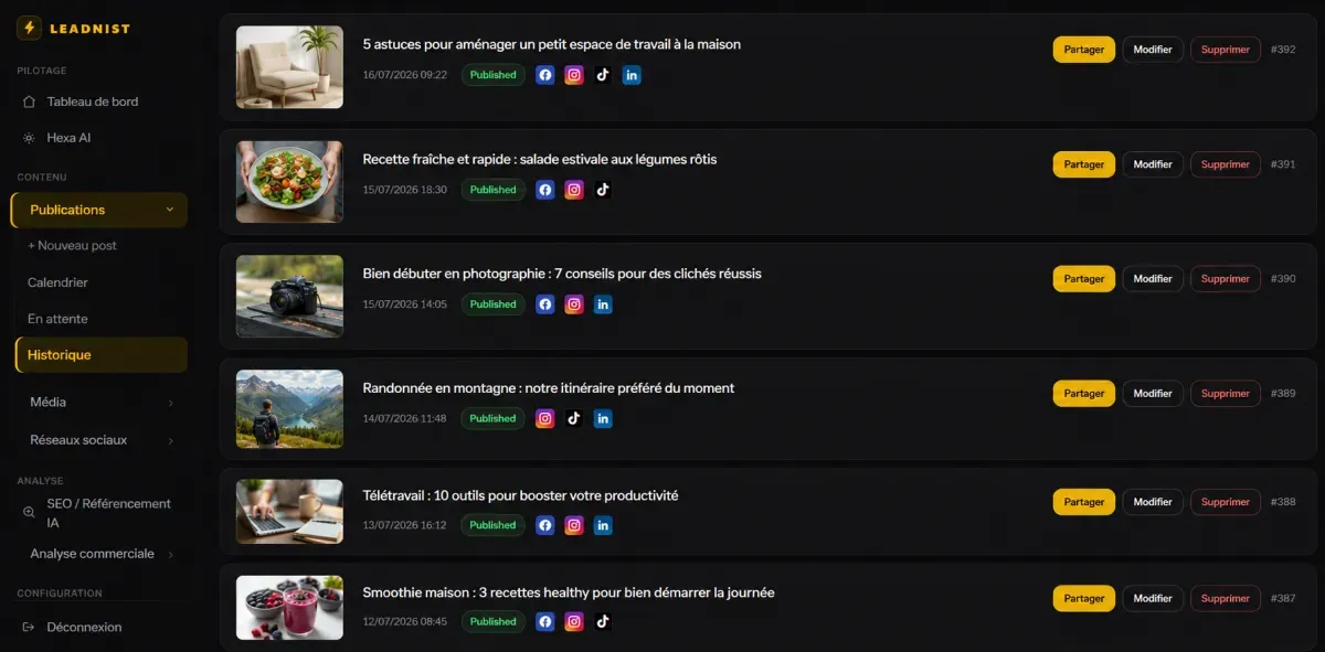 Calendrier éditorial