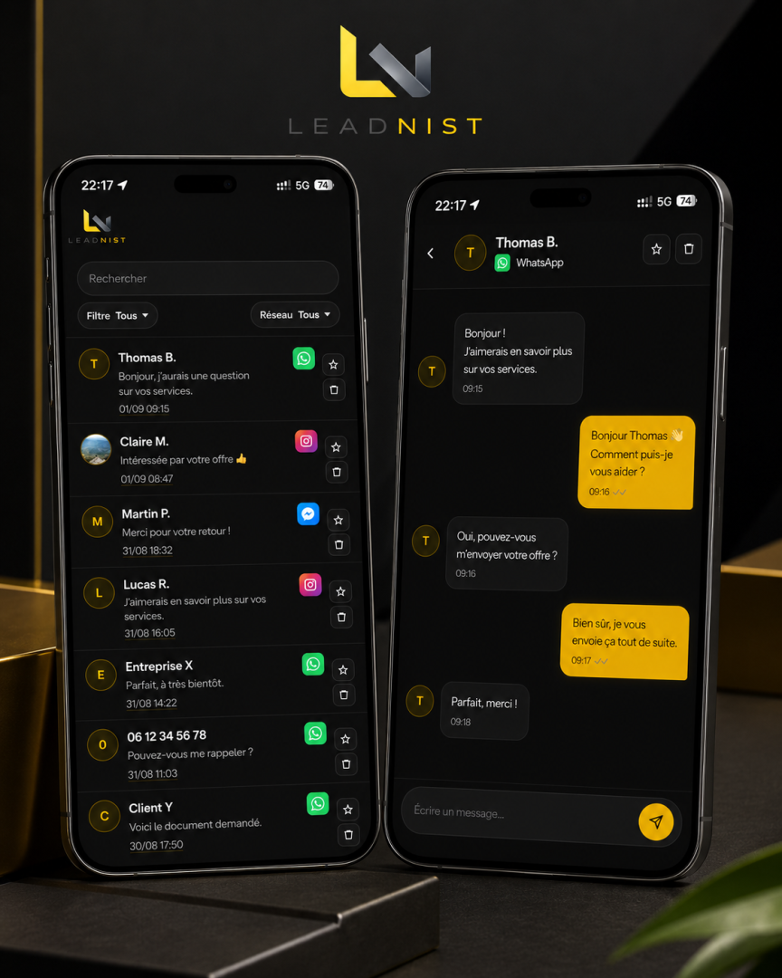 Messagerie Leadnist sur smartphone